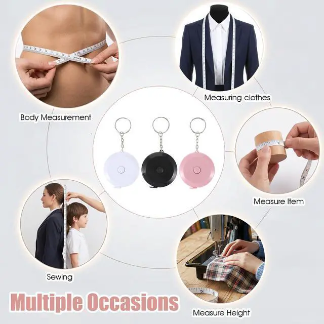 Alt view image 7 of 7 - 3 PCS Measuring Tape for Body 60inch/150cm Keychain Tape Measure