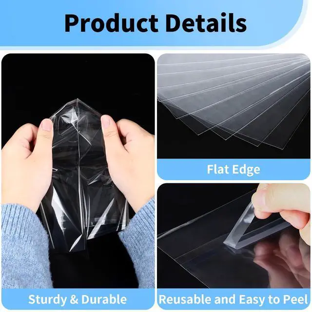 Alt view image 5 of 7 - 5x7 Photo Sleeves - Acid Free 1.57 mil (Single Side) Thick Heavy Duty 5x7 Cellophane Bags Self Adhesive Crystal Clear Plastic Sleeves for Photo Paper Cardstock, 25 Pack