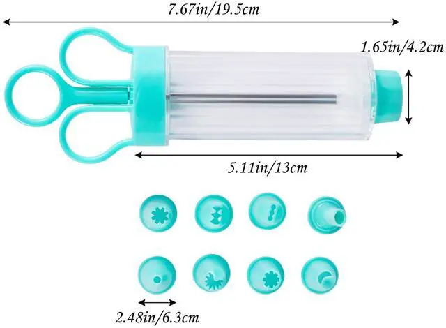 Alt view image 2 of 7 - Cupcake Injector/Decorating Icing Set, 9-Piece Set, Stainless Steel Laminating gunCookie gunSqueeze cookie makerCream laminating gunLaminating nozzleSoluble beansBaking tools (Blue 9pcs)
