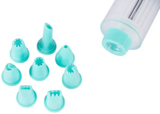 Alt view image 4 of 7 - Cupcake Injector/Decorating Icing Set, 9-Piece Set, Stainless Steel Laminating gunCookie gunSqueeze cookie makerCream laminating gunLaminating nozzleSoluble beansBaking tools (Blue 9pcs)