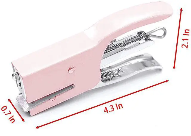 Alt view image 2 of 4 - Handheld Desktop Staples, 4 Inch Labor Saving Gray Stapler for 10 Sheets Capacity with 1000 Pcs No.10 Staples (Pink)