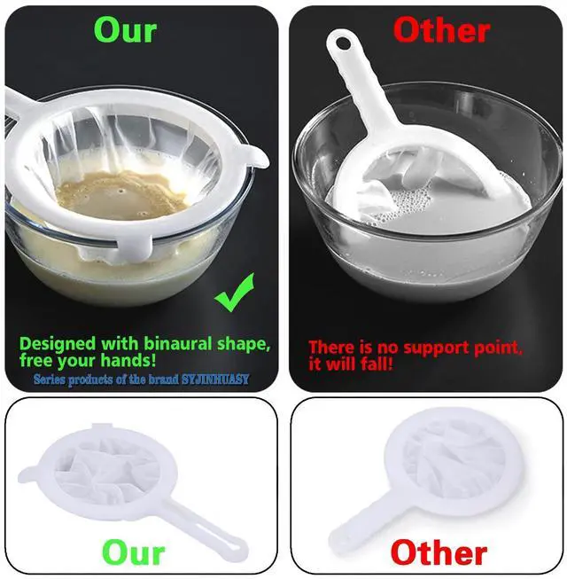 Alt view image 2 of 7 - Kitchen Ultra-Fine Nylon Mesh Strainer Food Yogurt Mesh Sieve Plastic Mesh Colander with Handle Mini Brine Shrimp Separation Net for Filtering Juice Juice Milk Honey (80Mesh)