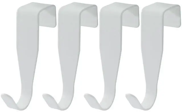 Main image of Over Cabinet Door Hook, 4 Pack Carbon Steel Door Hanger for Kitchen Cabinet Bathroom Door(White)