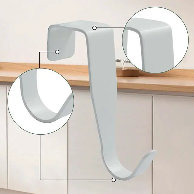 Alt view image 3 of 7 - Over Cabinet Door Hook, 4 Pack Carbon Steel Door Hanger for Kitchen Cabinet Bathroom Door(White)
