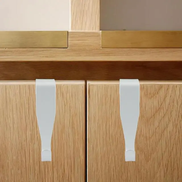 Alt view image 4 of 7 - Over Cabinet Door Hook, 4 Pack Carbon Steel Door Hanger for Kitchen Cabinet Bathroom Door(White)