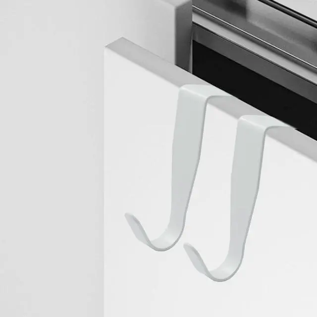 Alt view image 5 of 7 - Over Cabinet Door Hook, 4 Pack Carbon Steel Door Hanger for Kitchen Cabinet Bathroom Door(White)