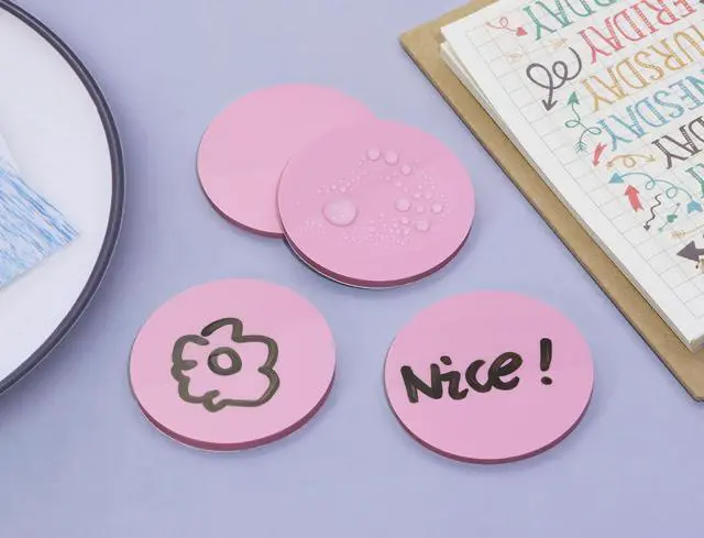 Alt view image 4 of 6 - 4 Pack Round Clear Sticky Notes 1.77inch Waterproof Self-Stick Book Tabs 200 Sheets PET Markers Sticky Notes Pad Index Sticker (Pink)
