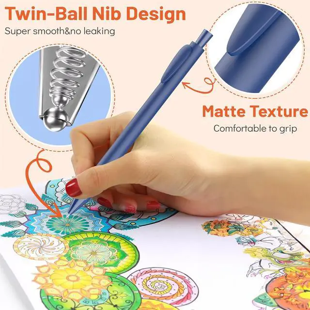 Alt view image 3 of 7 - Retractable Colored Gel Pens 0.5MM Fine Point, 10 Vintage Assorted Color Ink Pen Set, Cute Colorful Aesthetic Ballpoint Pen for Writing, Journaling, Note-Taking (Vintage)