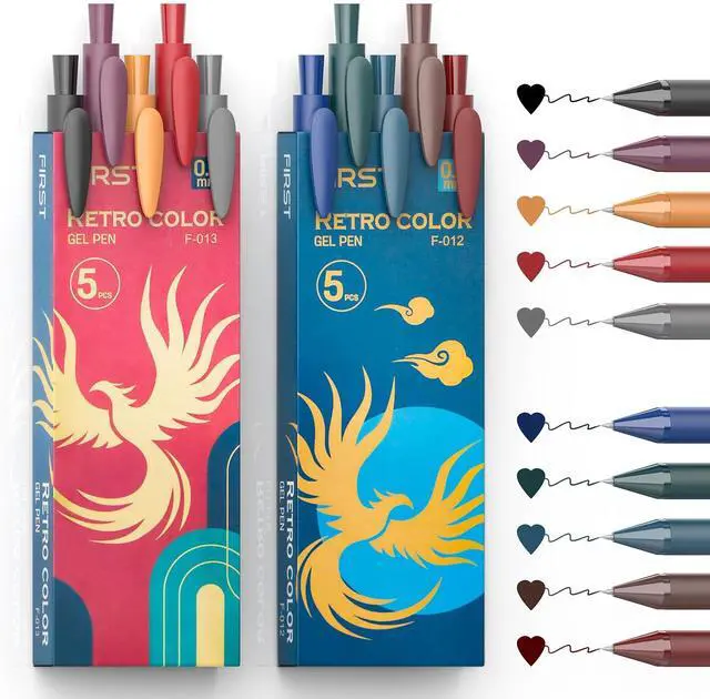 Main image of Retractable Colored Gel Pens 0.5MM Fine Point, 10 Vintage Assorted Color Ink Pen Set, Cute Colorful Aesthetic Ballpoint Pen for Writing, Journaling, Note-Taking (Vintage)