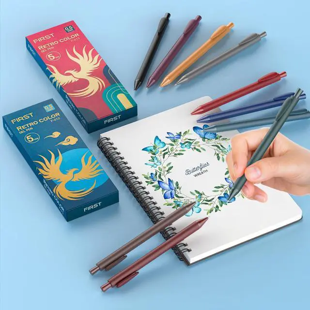 Alt view image 5 of 7 - Retractable Colored Gel Pens 0.5MM Fine Point, 10 Vintage Assorted Color Ink Pen Set, Cute Colorful Aesthetic Ballpoint Pen for Writing, Journaling, Note-Taking (Vintage)