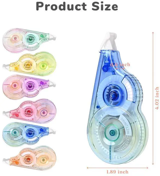 Alt view image 2 of 7 - 6 Pcs Correction Tapes for Instant Corrections, Easy To Use White Smooth Pull Out Tape, Aesthetic Tape for School Office (Gradient)