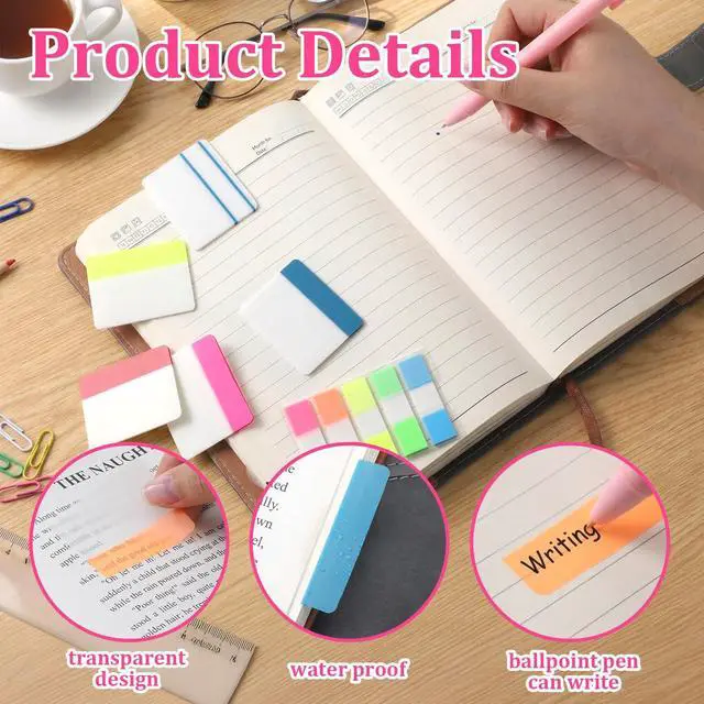 Alt view image 4 of 7 - 500 PCS Sticky Index Tabs, File Index Tabs, Colored Page Markers Repositionable Tags, Writable and Repositionable File Tab Flags, Self Adhesive Tape Flags for Books, Binders, Notebook (Multicolor, 11