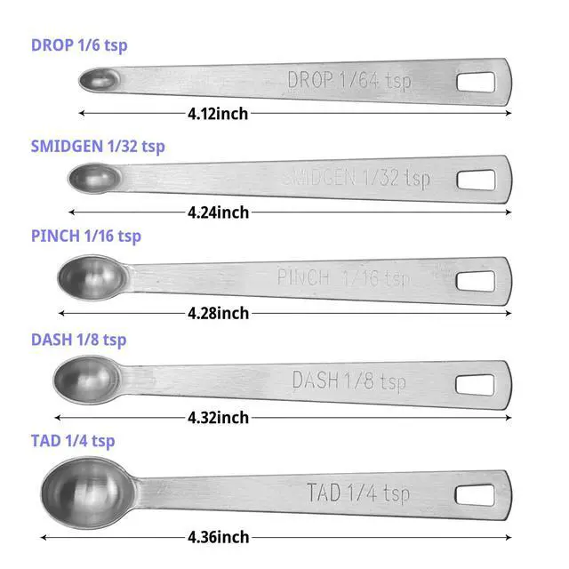 Alt view image 2 of 7 - Measuring Spoons, Duty Stainless Steel Measuring Spoons, Small Spoon Set of 5 Includes 1/4 tsp 1/8 tsp 1/16 tsp 1/32 tsp 1/64 tsp for Cooking Baking (1)