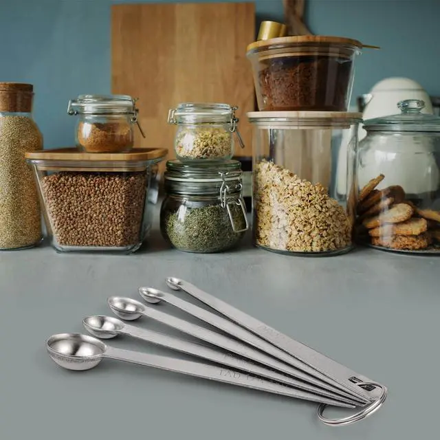 Alt view image 7 of 7 - Measuring Spoons, Duty Stainless Steel Measuring Spoons, Small Spoon Set of 5 Includes 1/4 tsp 1/8 tsp 1/16 tsp 1/32 tsp 1/64 tsp for Cooking Baking (1)