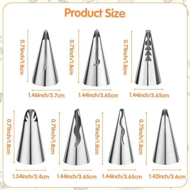 Alt view image 2 of 7 - Frosting Bags and Tips, 7 Pcs Stainless Steel Russian Nozzles Cake Icing Tools with 20 Piping Bags Frosting Pipings Kit for Pastry Fondant Cupcakes Cake Decorating