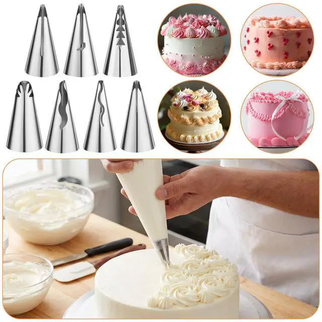 Alt view image 5 of 7 - Frosting Bags and Tips, 7 Pcs Stainless Steel Russian Nozzles Cake Icing Tools with 20 Piping Bags Frosting Pipings Kit for Pastry Fondant Cupcakes Cake Decorating