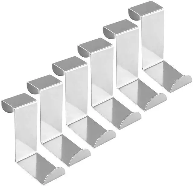 Main image of 6Pcs Over The Door Hooks Z-Shaped Hanging Hooks Stainless Steel Cabinet Back Door Hanger Dual Head Single Hanger Hook for Drawer, Closet, Cupboard, Kitchen (4/2cm)