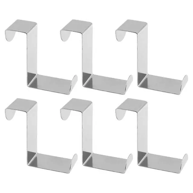 Alt view image 2 of 6 - 6Pcs Over The Door Hooks Z-Shaped Hanging Hooks Stainless Steel Cabinet Back Door Hanger Dual Head Single Hanger Hook for Drawer, Closet, Cupboard, Kitchen (4/2cm)