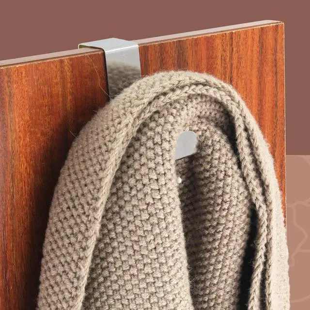 Alt view image 5 of 6 - 6Pcs Over The Door Hooks Z-Shaped Hanging Hooks Stainless Steel Cabinet Back Door Hanger Dual Head Single Hanger Hook for Drawer, Closet, Cupboard, Kitchen (4/2cm)
