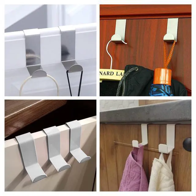 Alt view image 6 of 6 - 6Pcs Over The Door Hooks Z-Shaped Hanging Hooks Stainless Steel Cabinet Back Door Hanger Dual Head Single Hanger Hook for Drawer, Closet, Cupboard, Kitchen (4/2cm)