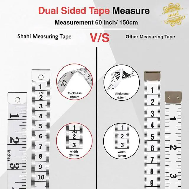Alt view image 6 of 7 - Measuring Tape 2 Pack 60 Inch / 150 cm Dual-Sided Body Tape Measure for Sewing, Tailoring, Weight Loss & Body Measurement Flexible Inch & cm (White)