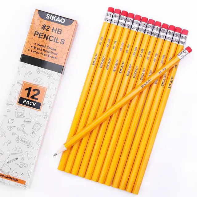 Alt view image 2 of 7 - Pencils, 12Pack Number #2 HB Wood Pencils with Erasers for Kids Sketching Drawing, Classroom Must Haves Essentials for Teachers, School Supplies