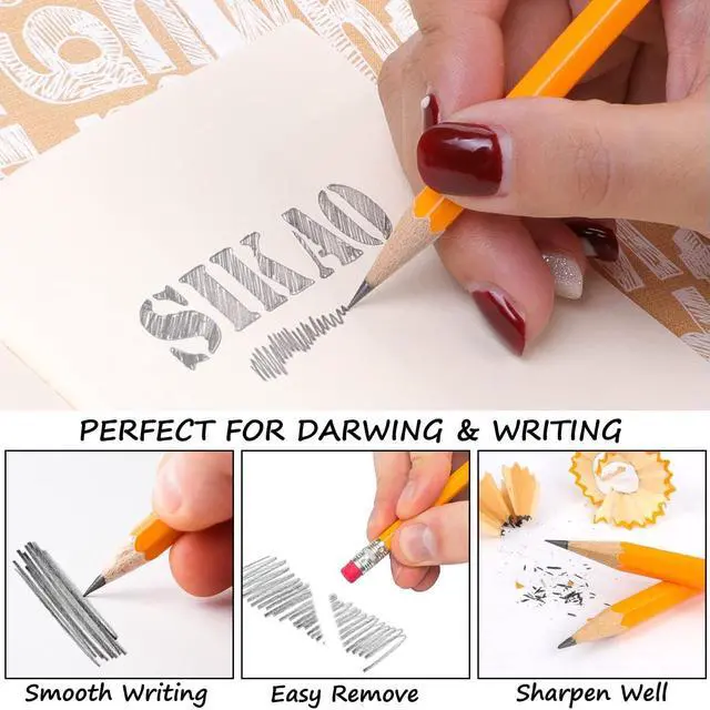 Alt view image 3 of 7 - Pencils, 12Pack Number #2 HB Wood Pencils with Erasers for Kids Sketching Drawing, Classroom Must Haves Essentials for Teachers, School Supplies