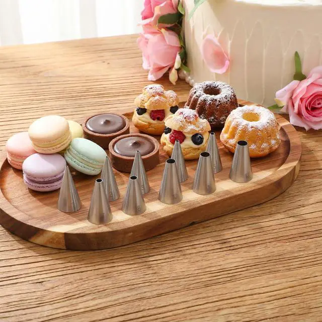 Alt view image 7 of 7 - 10 Pcs Round Piping Tips Set, Stainless Steel Icing Tips Cupcake Frosting Nozzles Small Cake Decorating Piping Tip Cake Writing Icing Tool Pastry Dispensers Supplies for Baking Cookies Puff Cream