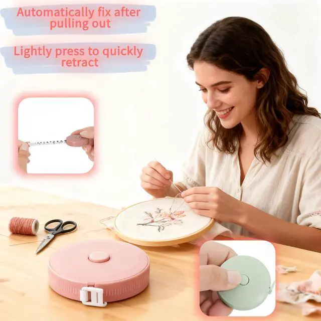 Alt view image 2 of 7 - Measuring Tape Set,4-Pack Soft Tape Measure/Auto-Retracting, 60" 150cm Flexible Sewing Tailor Tape, Body Measuring Tape for Body & Fabric, Dual Scale with Inches & Centimeters