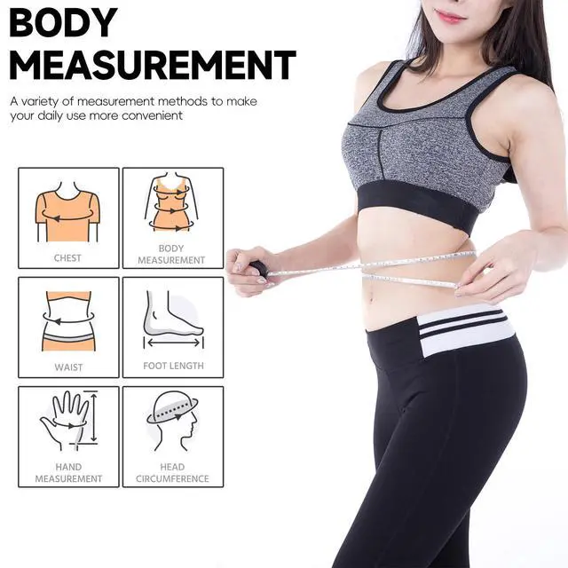Alt view image 5 of 7 - 1 Pack Soft Tape Measure Retractable Measuring for Body Fabric Sewing Tailor,Black Sewing Tape Measures,Small Push ButtonDouble Scales Rulers 79-inch 2 Meter(Black White)