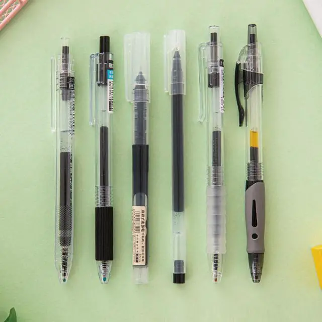 Alt view image 2 of 7 - 6 Pcs Black Ink Retractable Pens Gel Ink Pens 0.5mm Smooth Writing Pen Rolling Ball Pen for Girls Boys Women Men Office School Supplies (Black)