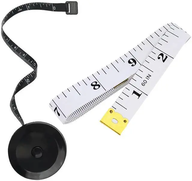 Main image of 2 Pack Tape Measure Retractable Measuring for Body Fabric Tailor Cloth Knitting Craft Weight Loss Measurements 60-Inch Soft Pink & Retractable Black Dual Sided Rulers