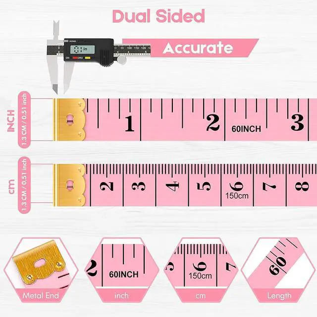 Alt view image 3 of 4 - Tape Measure, iBayam Soft Ruler 60-Inch Double-Sided Measuring Tape or Body Weight Loss Fabric Sewing Tailor Cloth Vinyl Measurement Craft Supplies, 2-Pack White, Blue