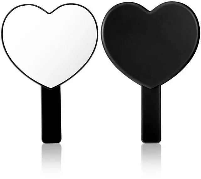 Main image of Heart Shaped Handheld Mirror, Drop-Resistant Small Heart Mirrors with Handle Portable Travel Cosmetic Lash Mirror Hand Mirror for Women Valentine's Day Birthday(Black)