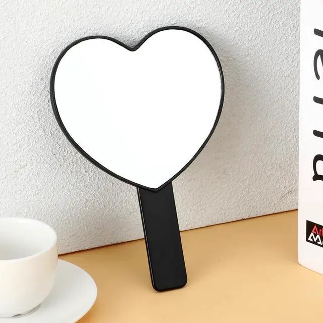 Alt view image 4 of 7 - Heart Shaped Handheld Mirror, Drop-Resistant Small Heart Mirrors with Handle Portable Travel Cosmetic Lash Mirror Hand Mirror for Women Valentine's Day Birthday(Black)