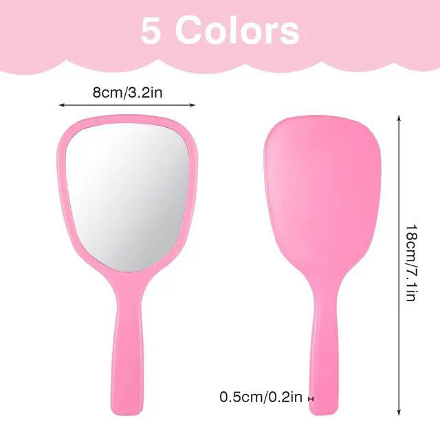 Alt view image 2 of 7 - 2Pcs Small Hand Held Mirror for Makeup Travel Cosmetic Portable Vanity Glass Plastic Oval Shape Compact Personal Glass with Handle Reflection for Women Men Home Camping Barber Salon School