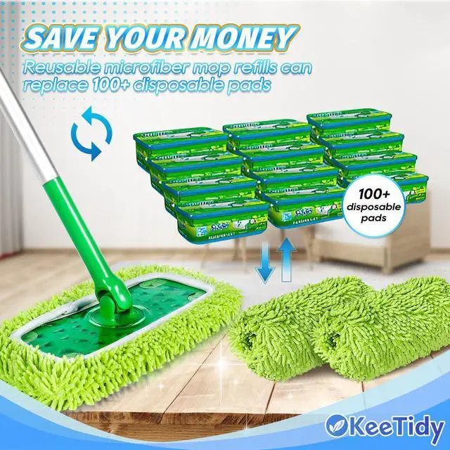 Alt view image 5 of 7 - Reusable Microfiber Mop Pads Compatible with Swiffer Sweeper Mop