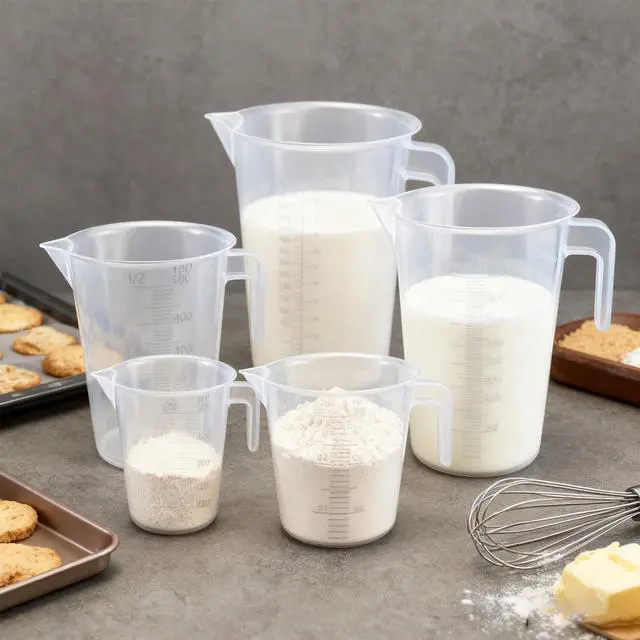 Alt view image 2 of 7 - Multi-Purpose Measuring Cup Set - 1/2 Cup BPA-Free Unbreakable Plastic - Stackable Dishwasher Safe - Liquid/Solid Measurement - Kitchen Essential