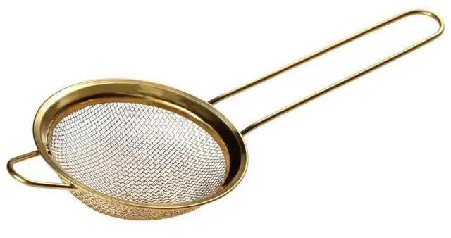 Main image of Fine Mesh Sifter with Handle, Gold Stainless Steel Strainer for Matcha, Flour, Tea, and Juices