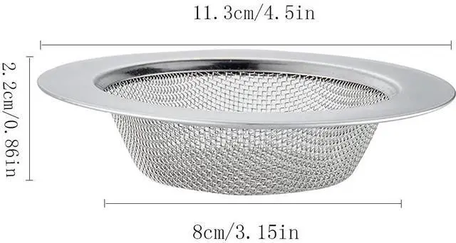 Alt view image 2 of 7 - 4.5 Inch Stainless Steel Sink Drain Strainer Kitchen Sink Strainer Catches Food Debris & Hair Fine Mesh Rustproof Filter Basket for Standard Kitchen Sinks, Easy Clean