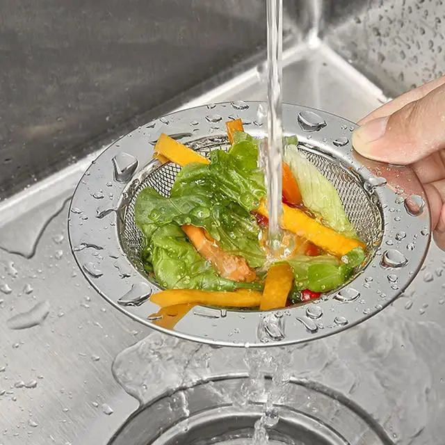 Alt view image 6 of 7 - 4.5 Inch Stainless Steel Sink Drain Strainer Kitchen Sink Strainer Catches Food Debris & Hair Fine Mesh Rustproof Filter Basket for Standard Kitchen Sinks, Easy Clean
