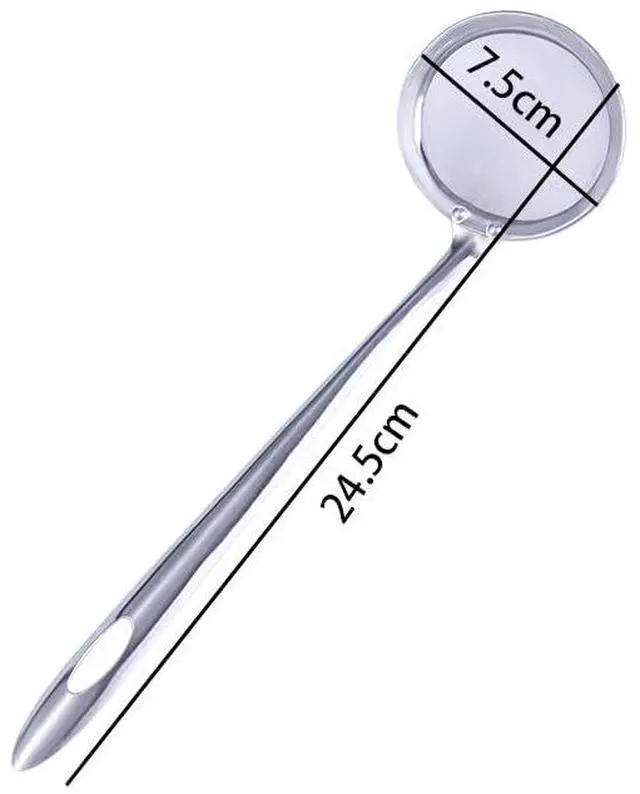 Alt view image 2 of 7 - 2 Pcs 2.9inch Fine Mesh Food Strainer Stainless Steel Skimmer Spoon Hot Pot Fat Strainer with Long Handle for Skimming Grease and Foam,9.64inch Long