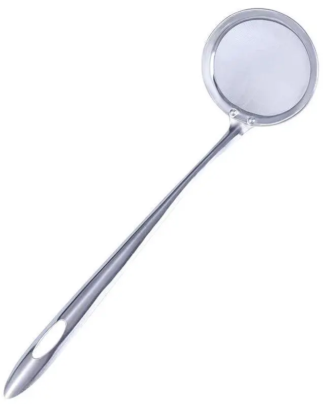 Alt view image 3 of 7 - 2 Pcs 2.9inch Fine Mesh Food Strainer Stainless Steel Skimmer Spoon Hot Pot Fat Strainer with Long Handle for Skimming Grease and Foam,9.64inch Long