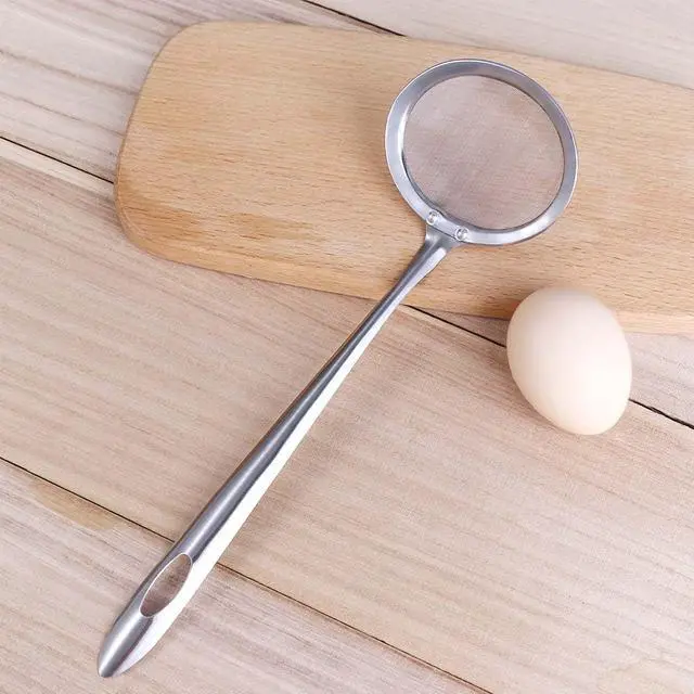 Alt view image 5 of 7 - 2 Pcs 2.9inch Fine Mesh Food Strainer Stainless Steel Skimmer Spoon Hot Pot Fat Strainer with Long Handle for Skimming Grease and Foam,9.64inch Long