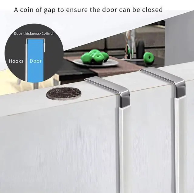 Alt view image 6 of 7 - Over The Door Hooks, 5 Pack Heavy Duty Door Hanger Hooks, Carbon Steel Over Door Hook for Towels, Coats, Bags, Bathroom & Bedroom, No Drill Space Saving Door Hangers, White