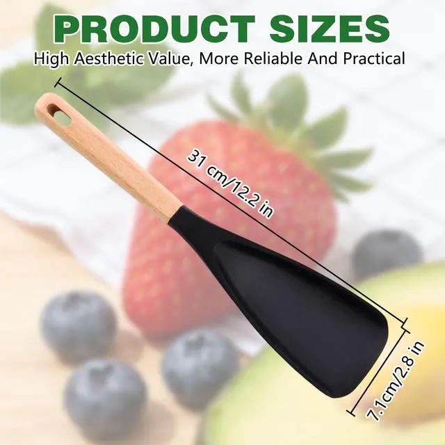 Alt view image 7 of 7 - 2PCS Cedar and Ash Spoonula,Multifunction Spatula Cooking Spoon,Non stick Flat Serving Spoons, Heat Resistant Kitchen Cucharras for Mixing, Stiring, Scooping, Scraping, Bastin (Black)