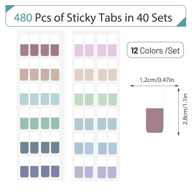 Alt view image 3 of 7 - Sticky Index Tabs, 480 Pcs Colored Repositionable Page Markers