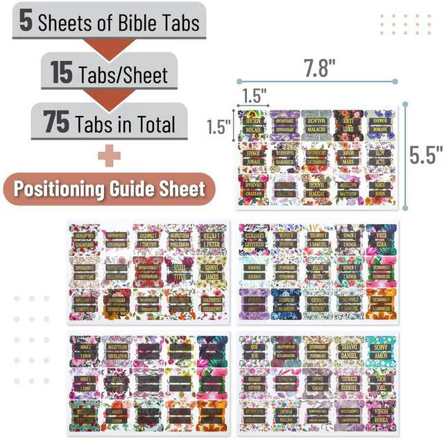 Alt view image 2 of 7 - Laminated Bible Tabs, 75 pcs, Gold Foil Embossed Lettering