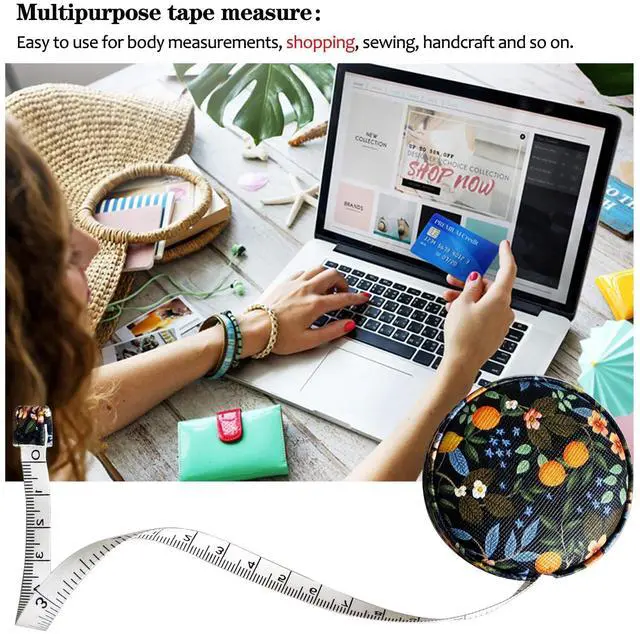 Alt view image 7 of 7 - Tape Measure Measuring Tape for Body Tailor Cloth Fabric Sewing Knitting Craft Weight Loss Measurements Retractable 60-inch 1.5 Meter Push Button Dual Sided Tape Measure