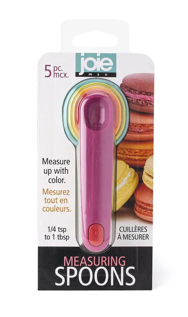 Alt view image 2 of 3 - Measuring Spoons, Assorted Colors, Imperial and Metric Measurements, 5-Piece Set